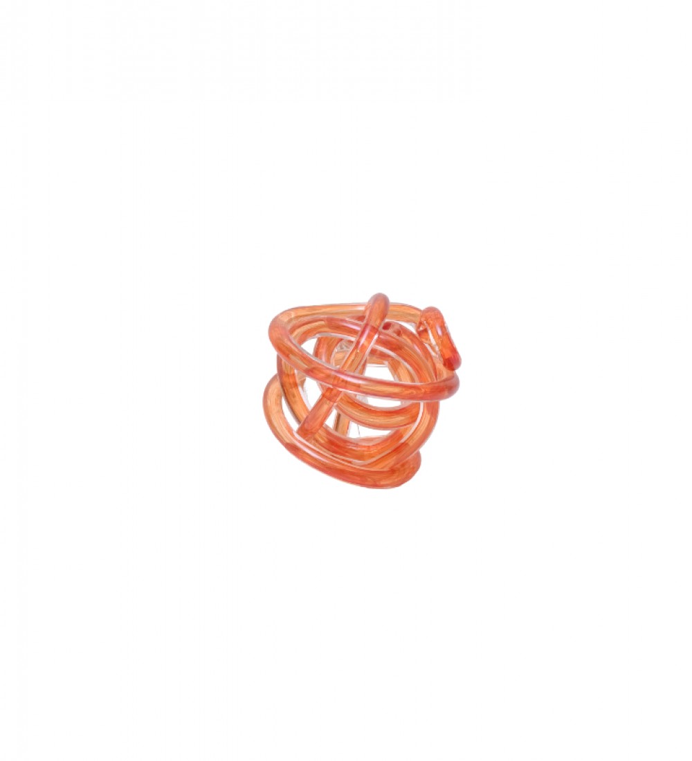 ORANGE SMALL DECORATİVE GLASS KNOT 12 CM  1NF-1221101