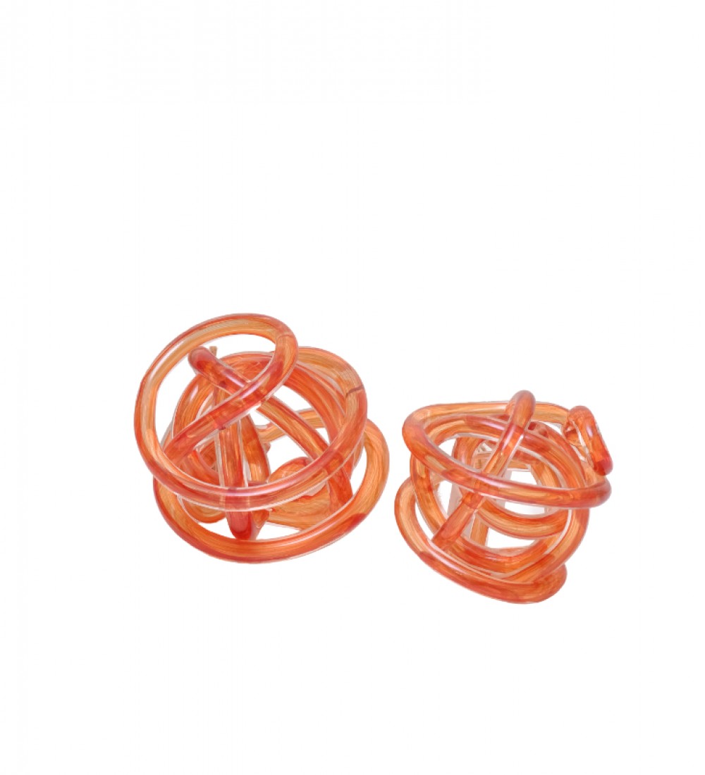 ORANGE SMALL DECORATİVE GLASS KNOT 12 CM  1NF-1221101