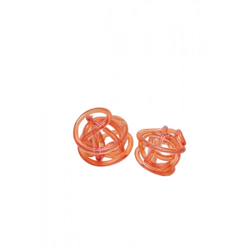  ORANGE SMALL DECORATİVE GLASS KNOT 12 CM  1NF-1221101