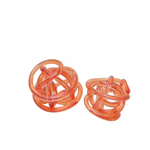  ORANGE SMALL DECORATİVE GLASS KNOT 12 CM  1NF-1221101