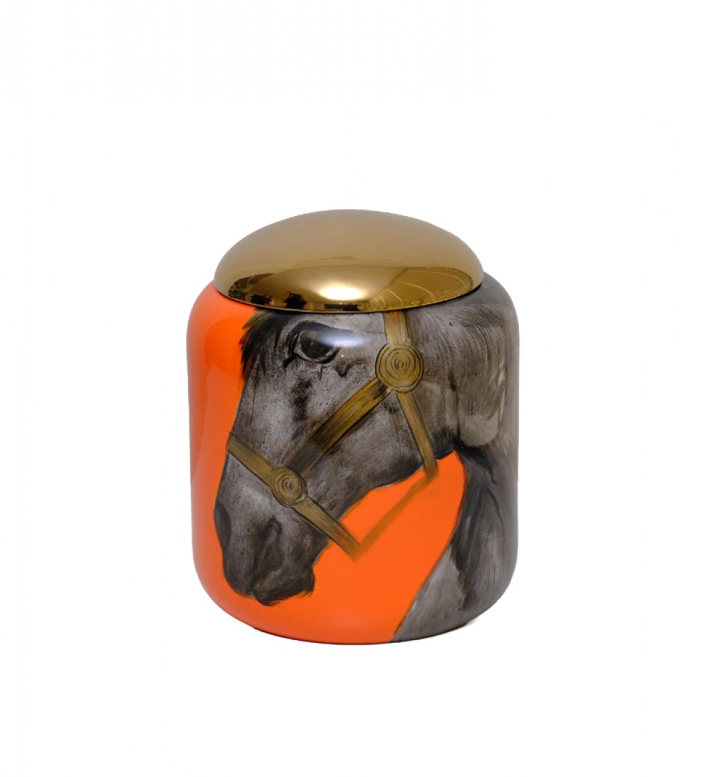 HB HOME AT DESENLİ TURUNCU RENK KAPAKLI VAZO 1HC-17384