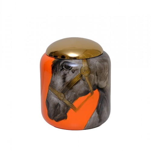 HB HOME AT DESENLİ TURUNCU RENK KAPAKLI VAZO 1HC-17384