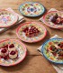 Baci Milano Dolce Far Niente Mavi ve Pembe Renkli Karışık 6 Parça Melamin Pasta Tabağı 21 cm