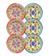 Baci Milano Dolce Far Niente Mavi ve Pembe Renkli Karışık 6 Parça Melamin Pasta Tabağı 21 cm