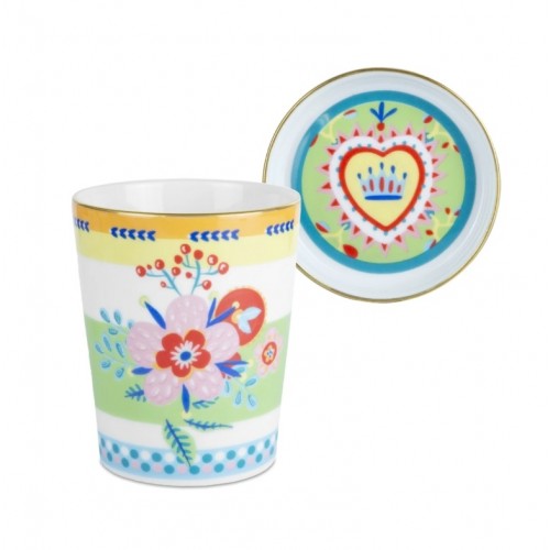 Baci Milano Mamma Mia Çiçek Desenli Tabaklı Fincan 9 cm x 12 cm