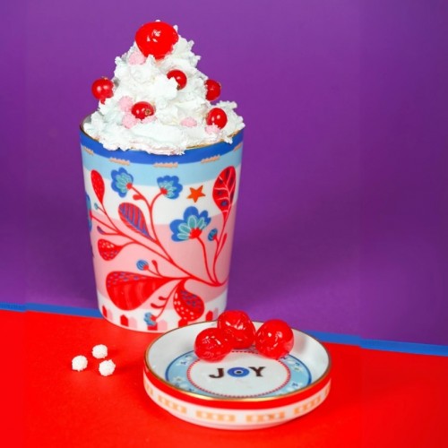 Baci Milano Mamma Mia Yaprak Desenli Tabaklı Espresso Fincanı 5,5 cm x 7 cm