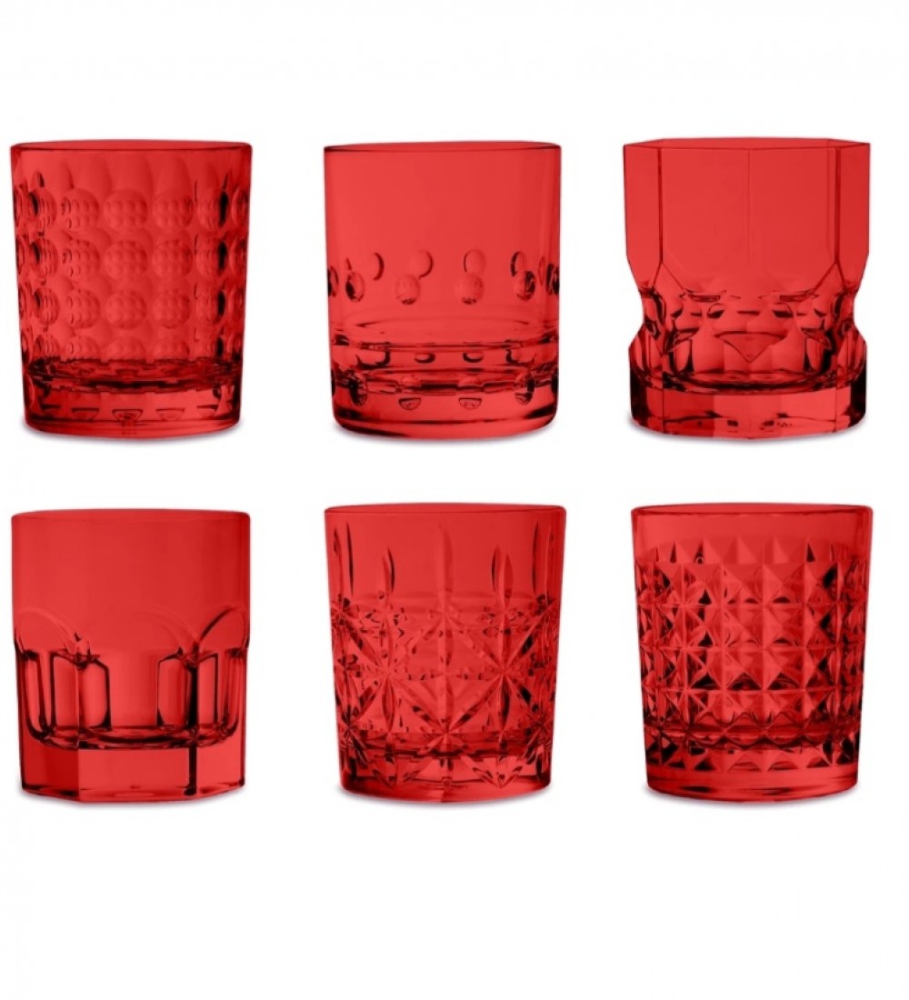 Baci Milano Crystal Touch 6'lı Bardak Seti 300 ml Kırmızı