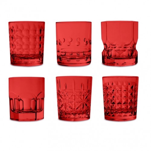 Baci Milano Crystal Touch 6'lı Bardak Seti 300 ml Kırmızı