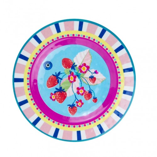 ÇİLEK DESENLİ MELAMİN 6'LI 21,5 CM TABAK SETİ