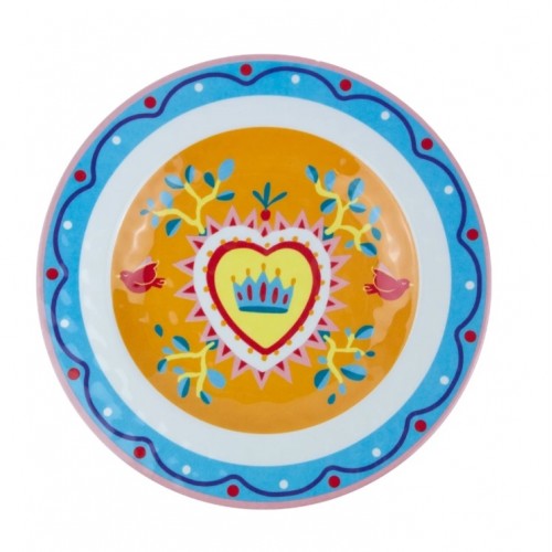 MELAMİN KALP DESENLİ 6 LI  21,5 CM TABAK SETİ