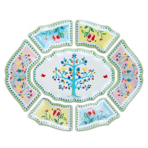 Baci Milano Mamma Mia Ağaç Desenli 7 Parça Meze Tabağı 50 cm x 60 cm