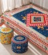 Baci Milano Dolce Far Niente Desenli Mavi Kadife Dokulu Puf Ø 45 cm; H 45 cm