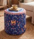 Baci Milano Dolce Far Niente Desenli Mavi Kadife Dokulu Puf Ø 45 cm; H 45 cm