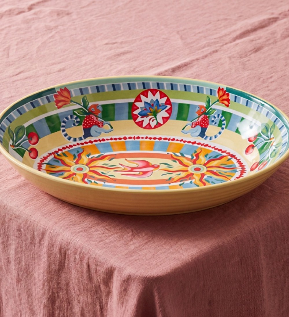 Baci Milano Dolce Far Niente Melamin Oval Servis Kasesi 33 cm