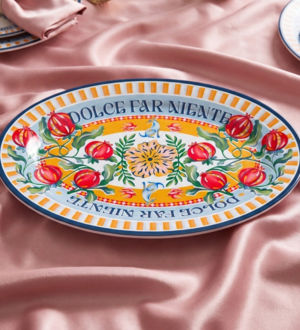 Baci Milano Dolce Far Niente Melamin Oval Servis / Tepsi 35 x 55 cm