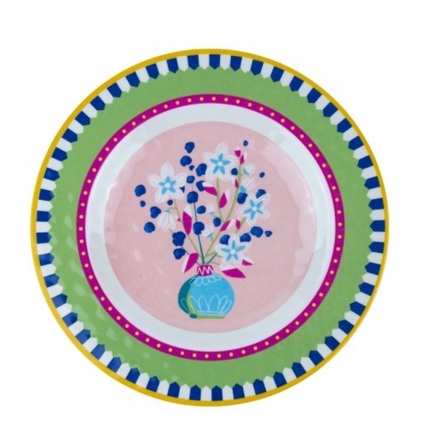 6LI MELAMİN VAZO DESENLİ MELAMİN 21,5 CM TABAK SETİ