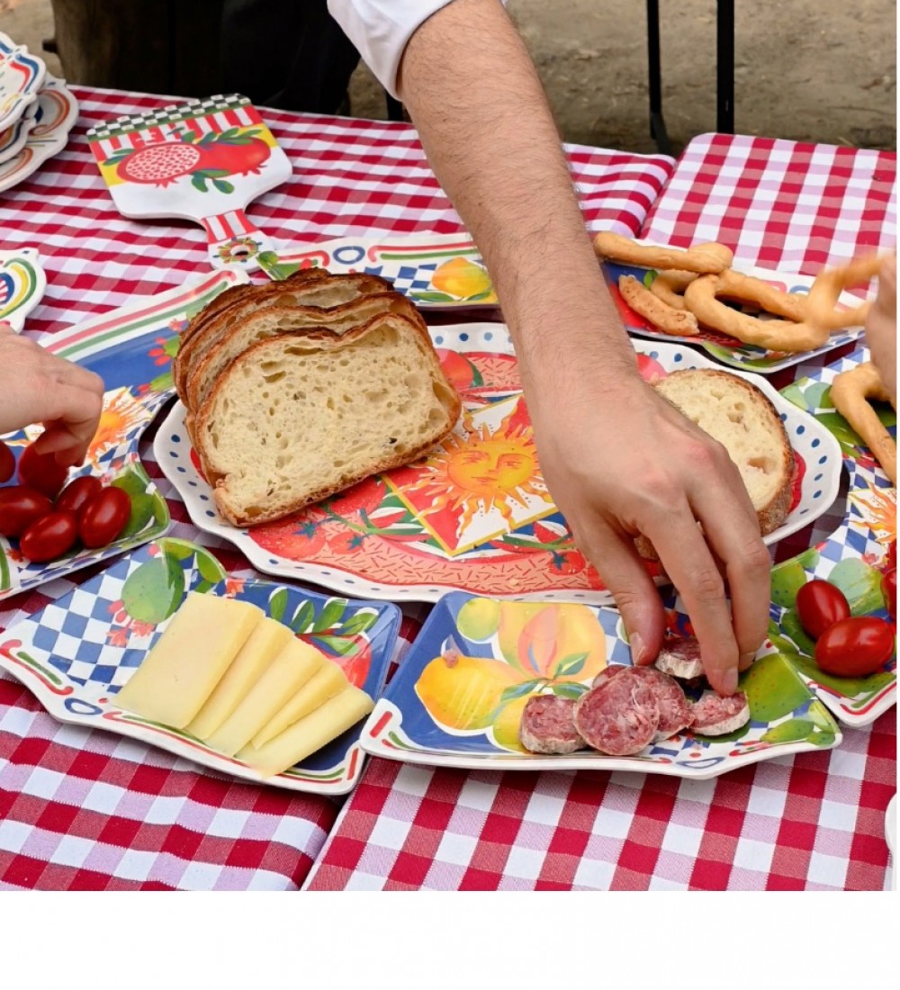 Baci Milano Dolce Vita 7 Parça Mermer Desenli Melamin Meze Tabağı Seti