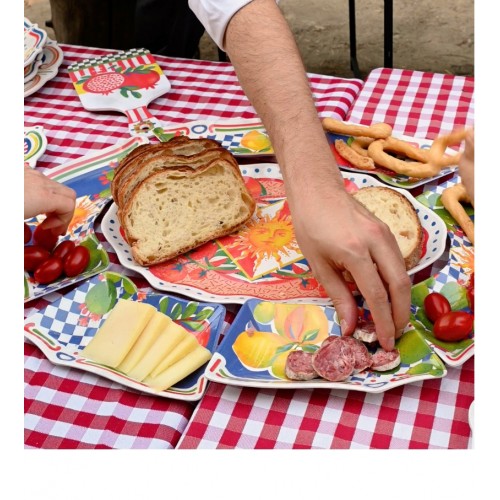 Baci Milano Dolce Vita 7 Parça Mermer Desenli Melamin Meze Tabağı Seti