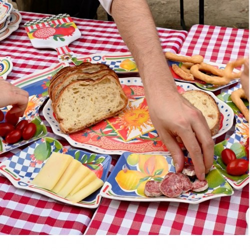 Baci Milano Dolce Vita 7 Parça Mermer Desenli Melamin Meze Tabağı Seti