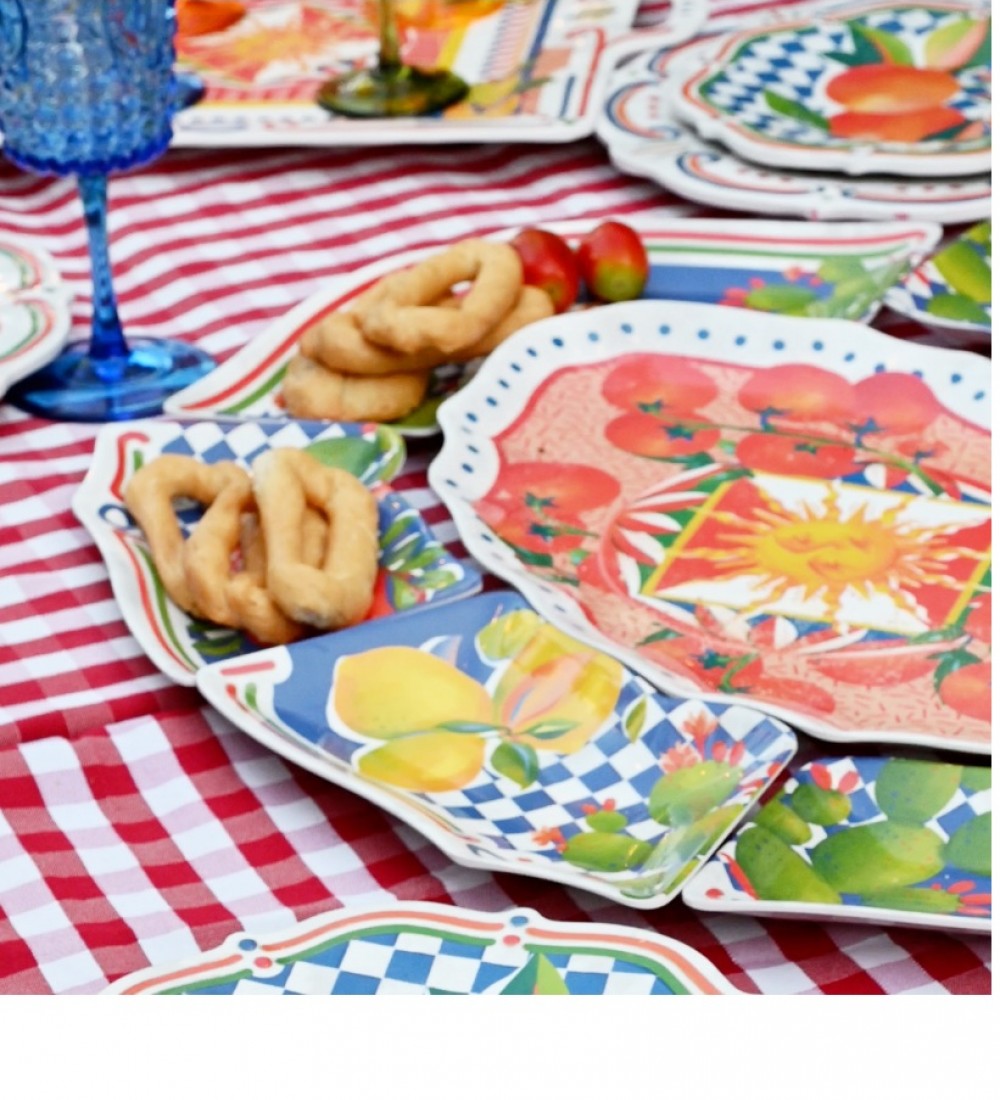 Baci Milano Dolce Vita 7 Parça Mermer Desenli Melamin Meze Tabağı Seti