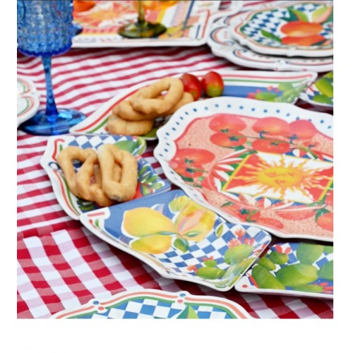 Baci Milano Dolce Vita 7 Parça Mermer Desenli Melamin Meze Tabağı Seti