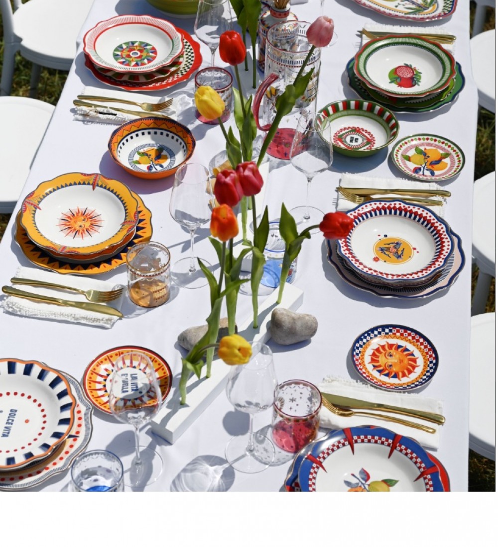 Baci Milano Dolce Vita 7 Parça Mermer Desenli Melamin Meze Tabağı Seti