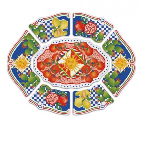 Baci Milano Dolce Vita 7 Parça Mermer Desenli Melamin Meze Tabağı Seti