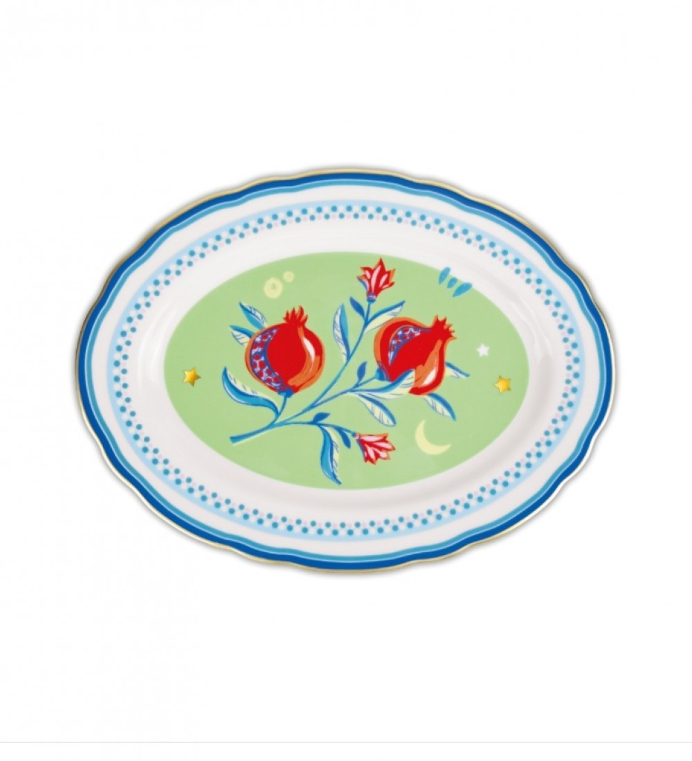 Baci Milano Mamma Mia Nar Desenli Oval Servis Tabağı 34 cm x 25 cm