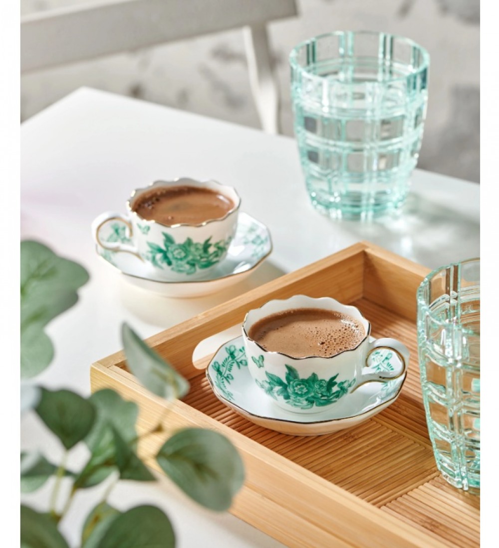 Chiara Alessi Yeşil Porselen Kahve Fincan Seti 100 Ml Primavera Collection CAPBC984GR2