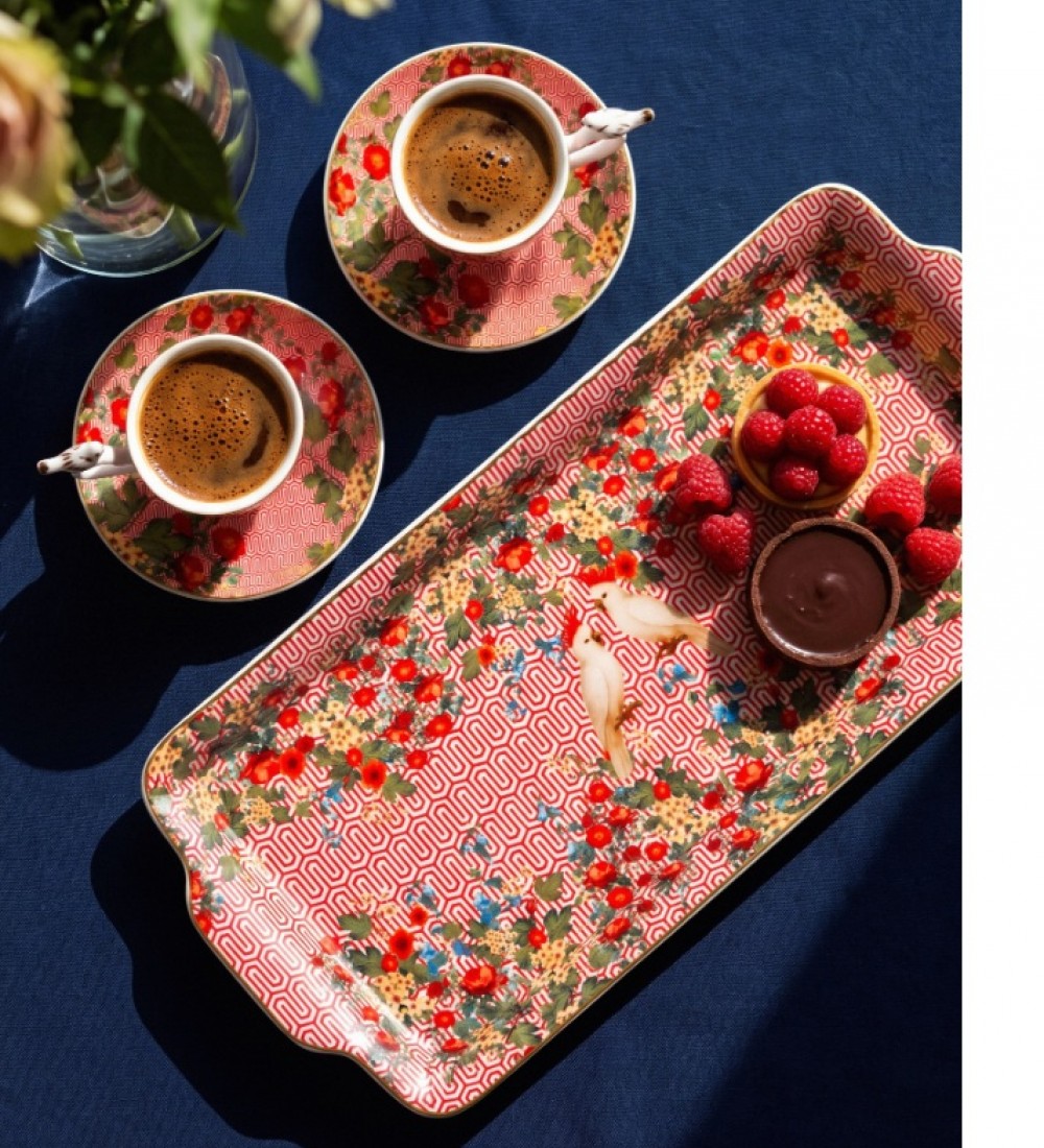 Chiara Alessi Kırmızı Porselen Tepsi 35X15,6x2,6 Cm CAPSLTRD