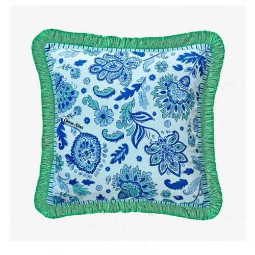 Chiara Alessi Turkuaz Kadife Dekoratif Yastık 45X45 Cm Lily Collection by 
