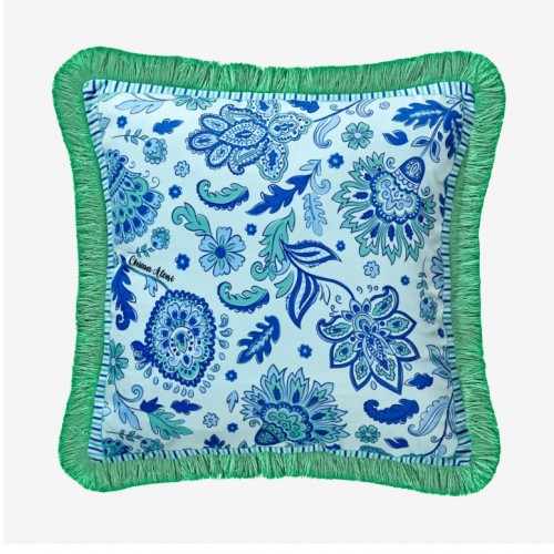 Chiara Alessi Turkuaz Kadife Dekoratif Yastık 45X45 Cm Lily Collection by 