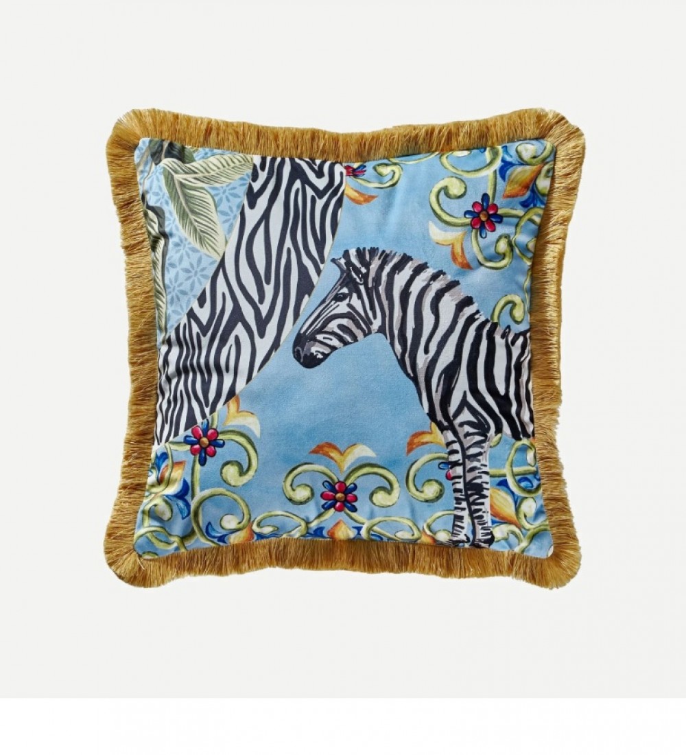 CHİARA ALESSİ MAVİ KADİFE DEKORATİF YASTIK 45X45 Cm  CATILK4545PLZE