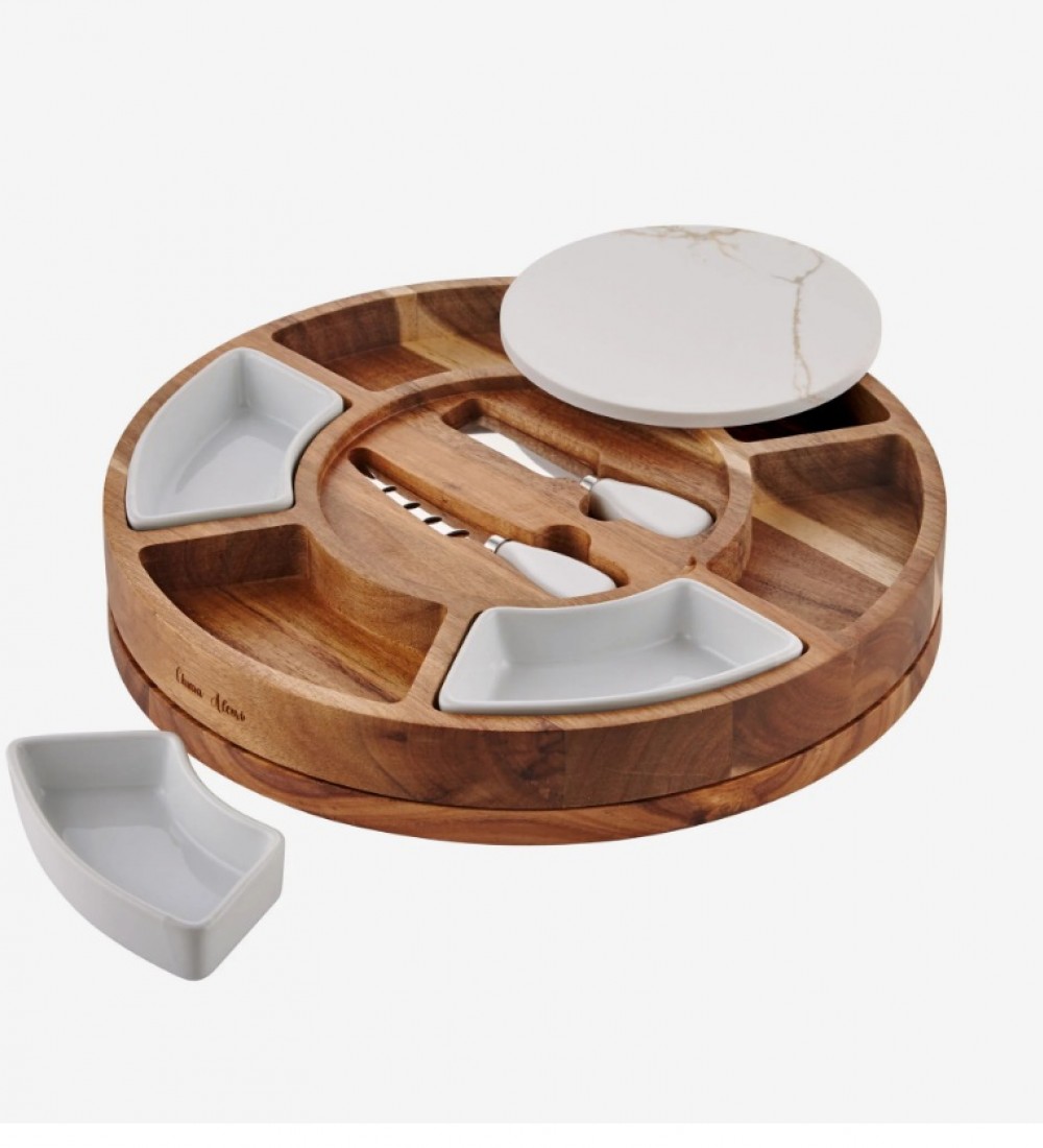 Cihiara Alessi Kahverengi Ahşap Peynir Sunum Tabağı Acacia Elegance Collection