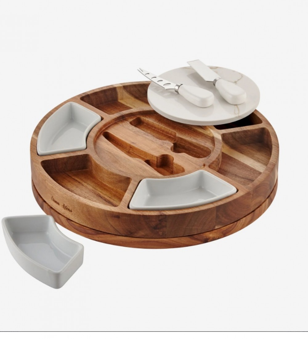 Cihiara Alessi Kahverengi Ahşap Peynir Sunum Tabağı Acacia Elegance Collection