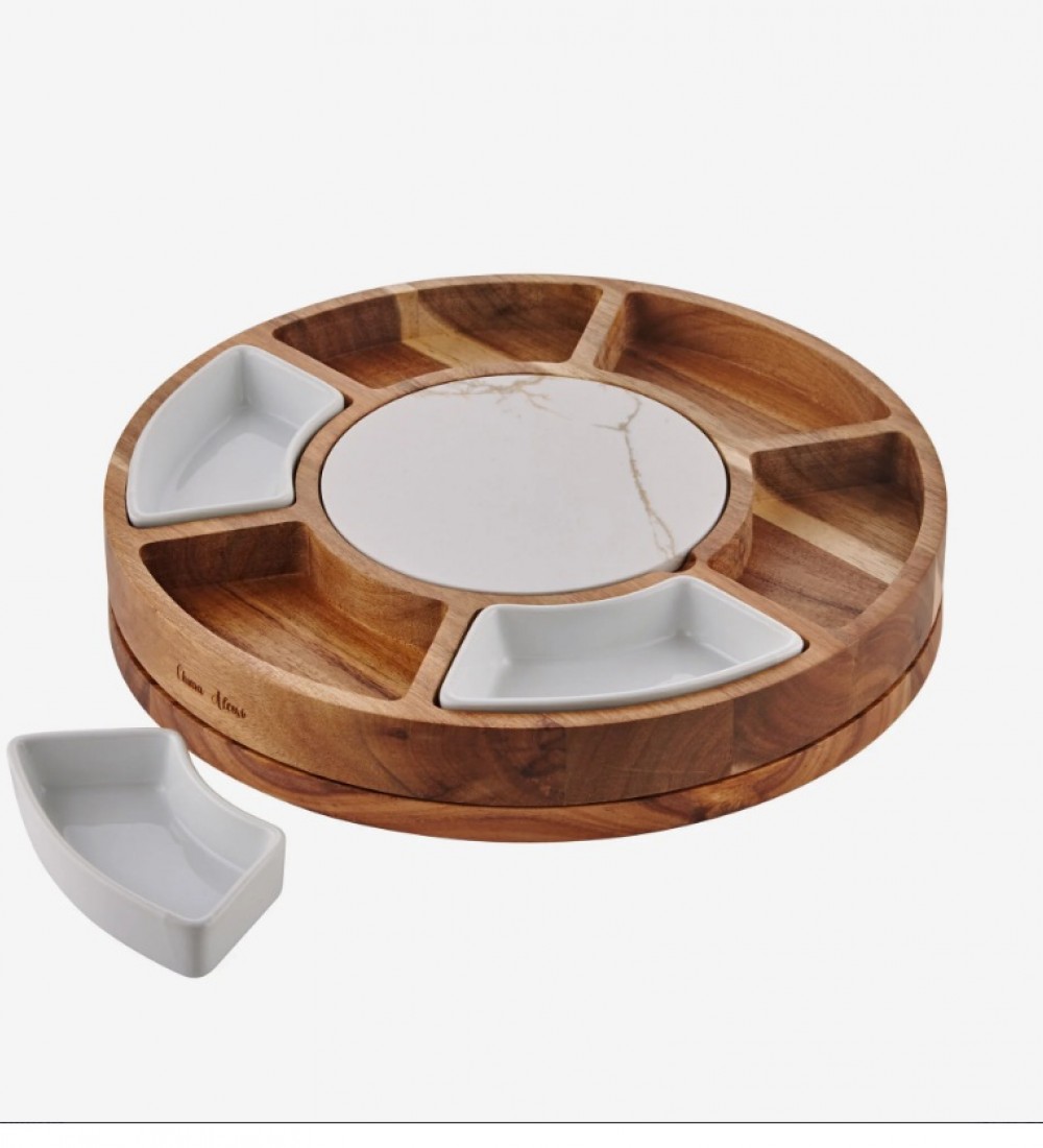 Cihiara Alessi Kahverengi Ahşap Peynir Sunum Tabağı Acacia Elegance Collection