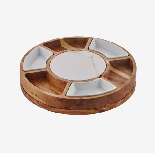 Cihiara Alessi Kahverengi Ahşap Peynir Sunum Tabağı Acacia Elegance Collection