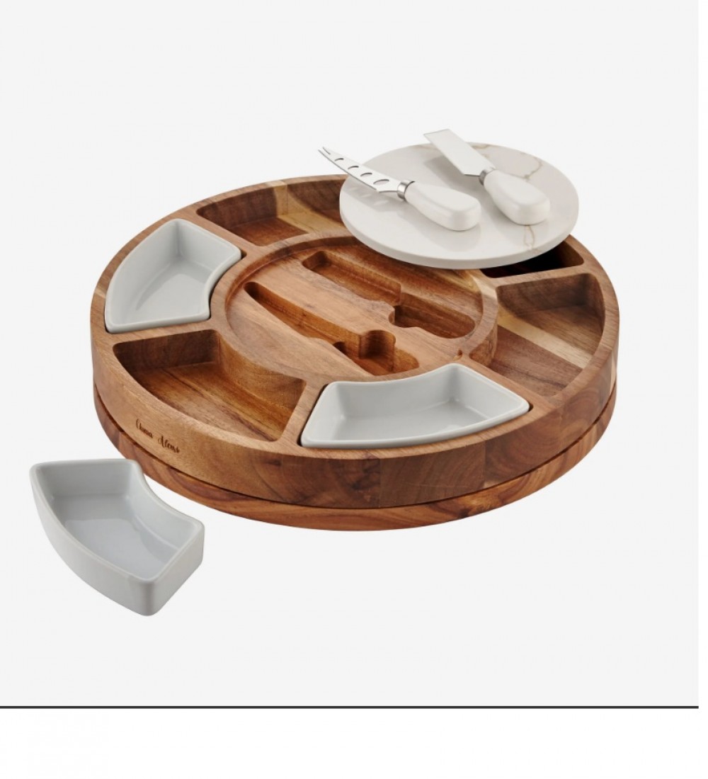 Cihiara Alessi Kahverengi Ahşap Peynir Sunum Tabağı Acacia Elegance Collection