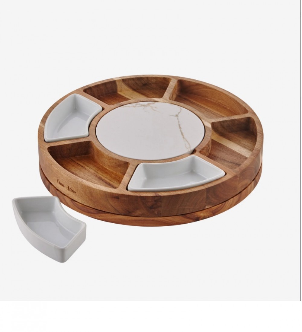 Cihiara Alessi Kahverengi Ahşap Peynir Sunum Tabağı Acacia Elegance Collection
