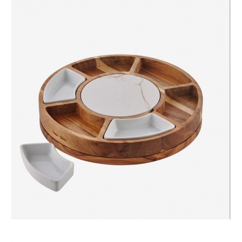 Cihiara Alessi Kahverengi Ahşap Peynir Sunum Tabağı Acacia Elegance Collection