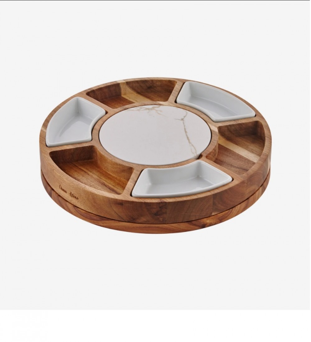 Cihiara Alessi Kahverengi Ahşap Peynir Sunum Tabağı Acacia Elegance Collection