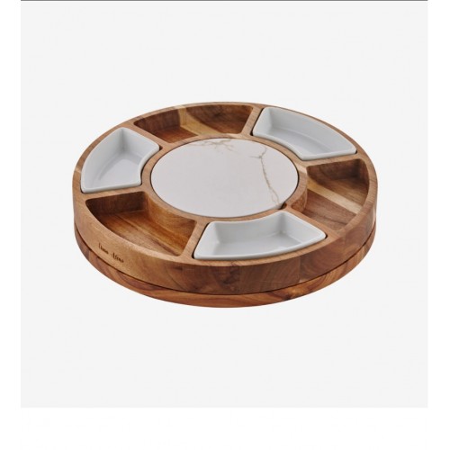 Cihiara Alessi Kahverengi Ahşap Peynir Sunum Tabağı Acacia Elegance Collection