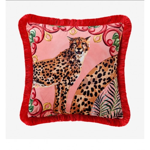 Chiara Alessi Pembe Kadife Dekoratif Yastık 43X43 Cm Il Giardino Collection by 