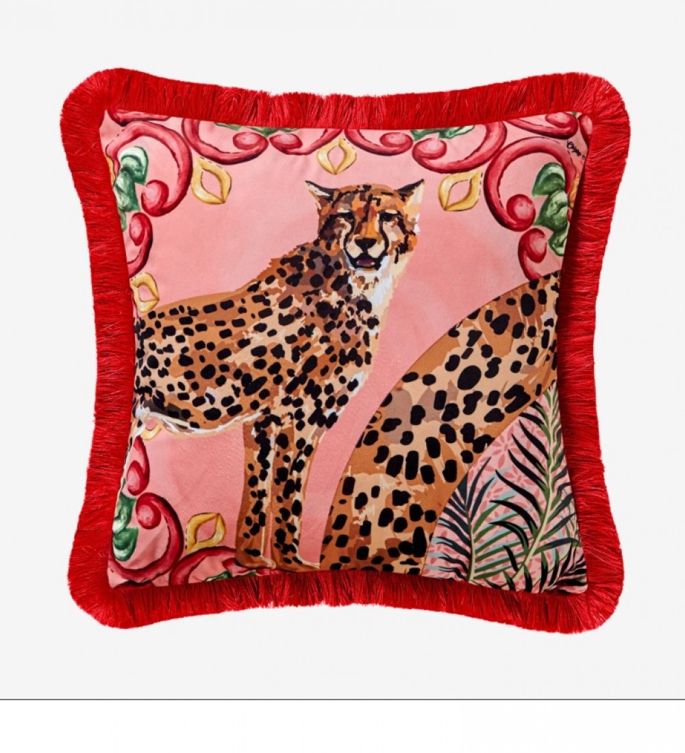 Chiara Alessi Pembe Kadife Dekoratif Yastık 43X43 Cm Il Giardino Collection by