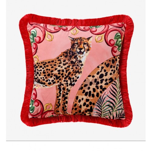 Chiara Alessi Pembe Kadife Dekoratif Yastık 43X43 Cm Il Giardino Collection by 