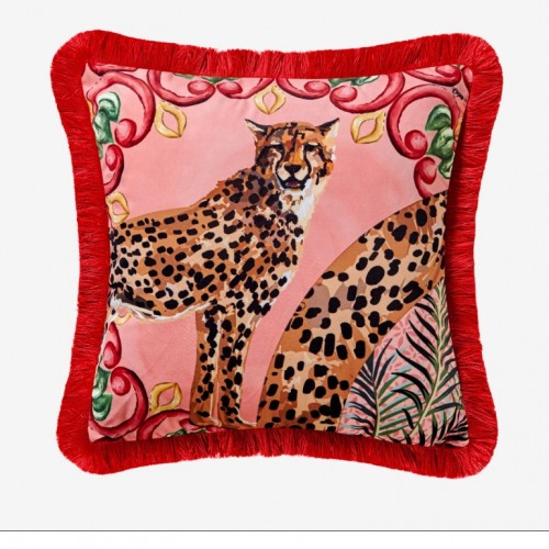 Chiara Alessi Pembe Kadife Dekoratif Yastık 43X43 Cm Il Giardino Collection by 