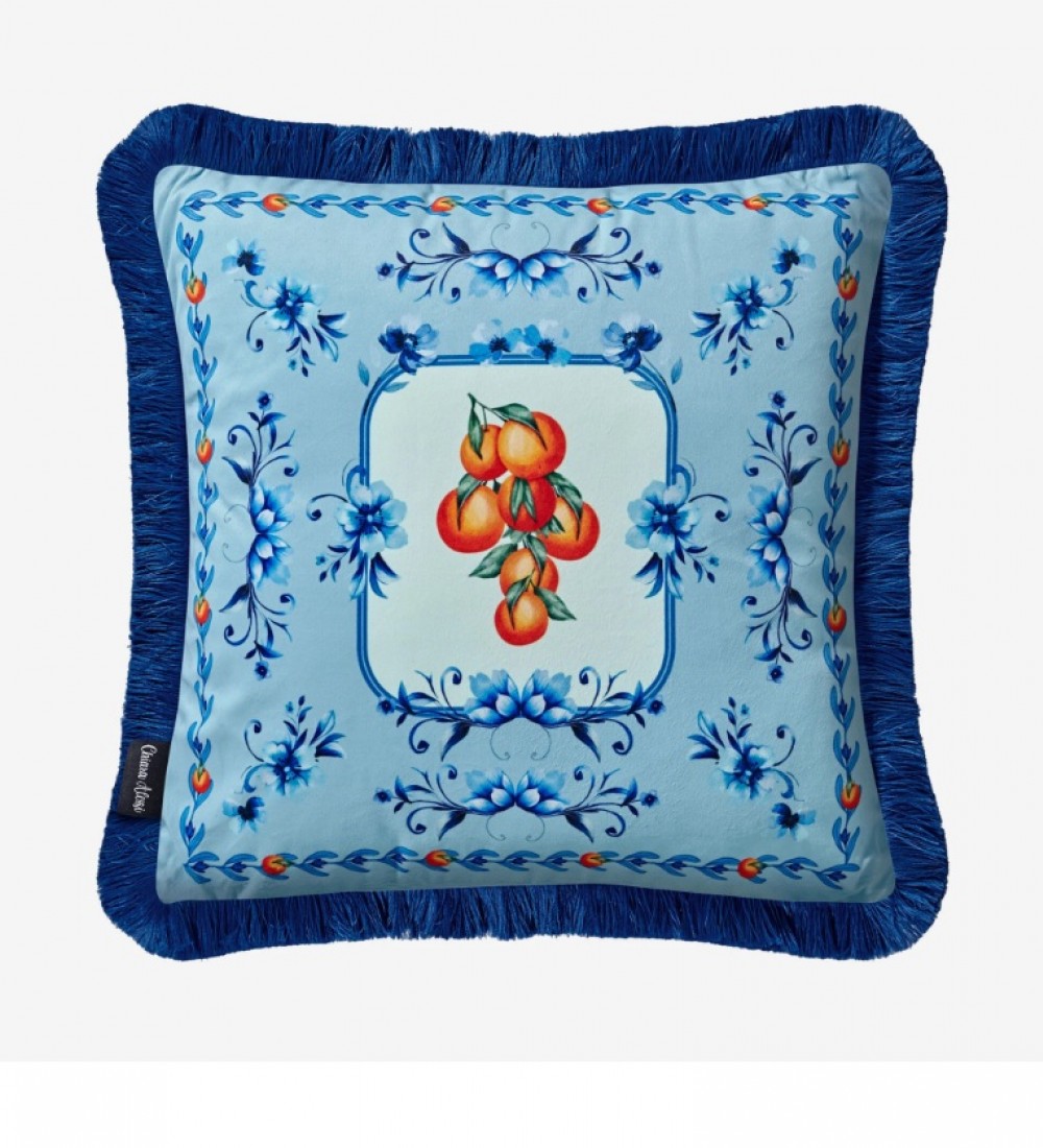 Chiara Alessi Mavi Kadife Dekoratif Yastık 45X45 Cm CATAR4343OB