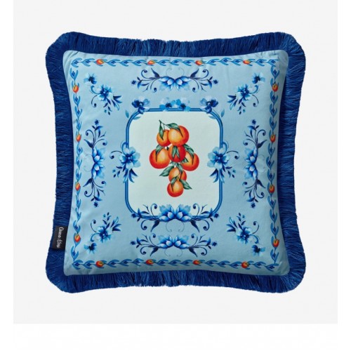 Chiara Alessi Mavi Kadife Dekoratif Yastık 45X45 Cm CATAR4343OB