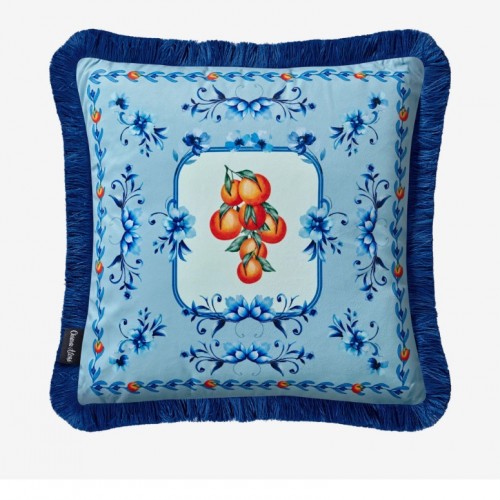 Chiara Alessi Mavi Kadife Dekoratif Yastık 45X45 Cm CATAR4343OB