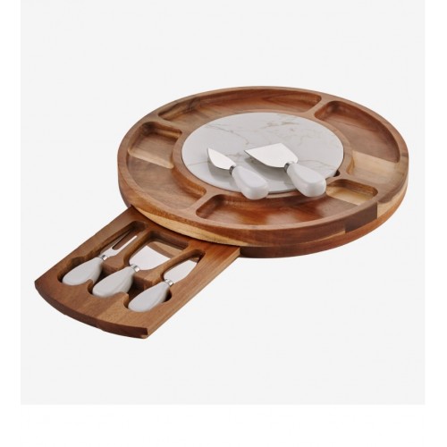 Chiara Aalessi  Kahverengi Ahşap Peynir Sunum Tabağı Acacia Elegance Collection